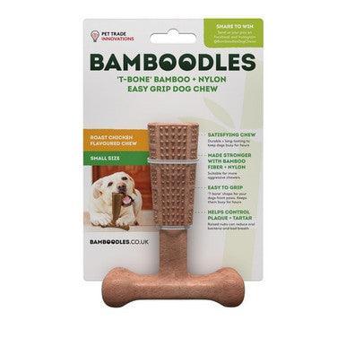 Bamboodles T Bone Chew Toy for Dogs Small 4Inch Chicken Flavour - North East Pet Shop Bamboodles