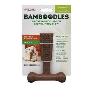 Bamboodles T Bone Chew Toy for Dogs to Small 4Inch Beef Flavour - North East Pet Shop Bamboodles