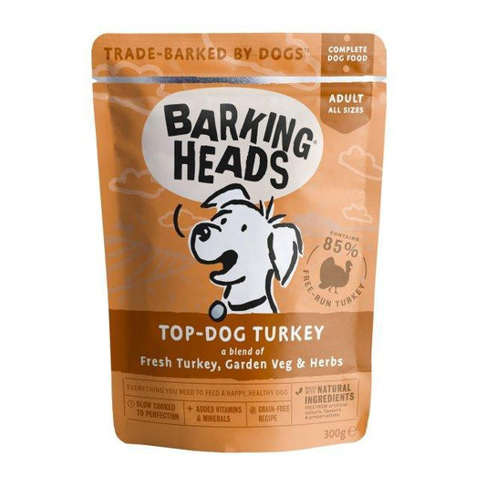 Barking Head Top Dog Turkey 10x300g - North East Pet Shop Barking Heads