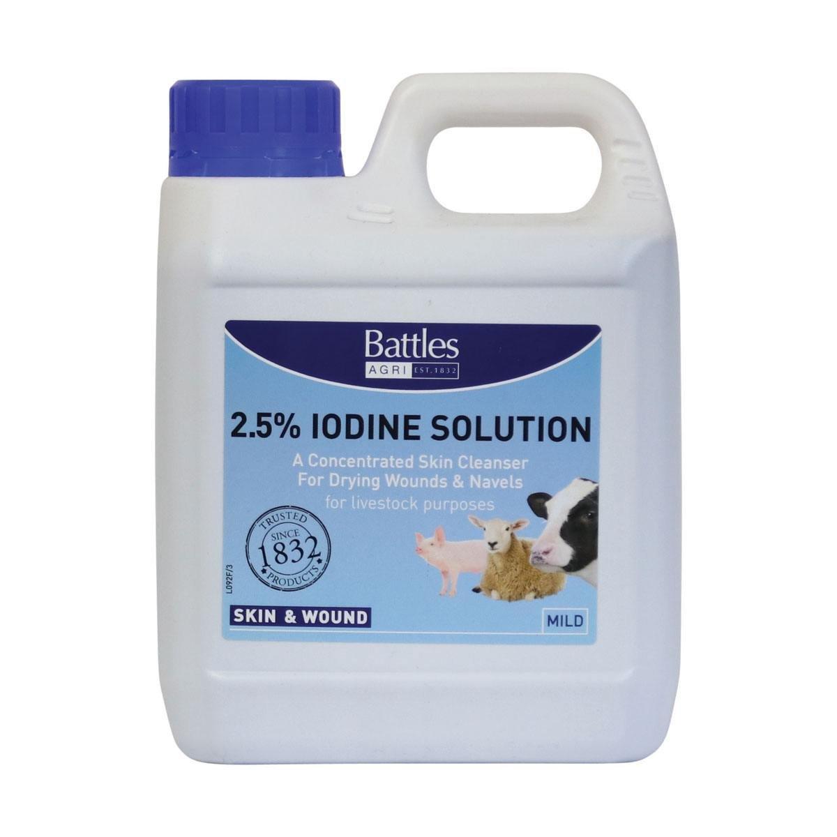 Battles 2.5% Iodine Solution 1L - North East Pet Shop Battles