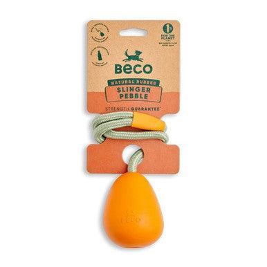 Beco Natural Rubber Pebble Slinger Toy for Fetch Orange - North East Pet Shop Beco