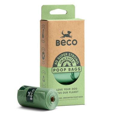 Beco Unscented Recycled Poop Bags with Handles on a roll x60 Pack - North East Pet Shop Beco