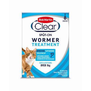 BM Clear Spot On Wormer For Cats (4 Tubes) - North East Pet Shop Bob Martin