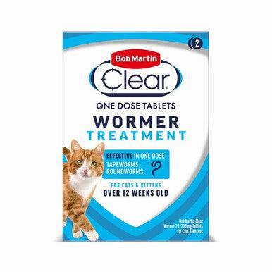 BM Clear Wormer Tablets For Cats (2 Tabs) - North East Pet Shop Bob Martin