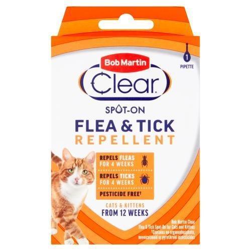 Bob Martin Clear Cat Spot On Flea & Tick Repellent 4 Week 1 pipette - North East Pet Shop Bob Martin