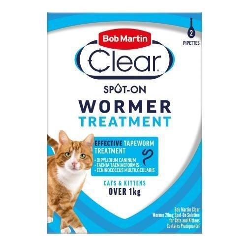 Bob Martin Clear Spot On Wormer for Cats & Kittens 2 Pipettes - North East Pet Shop Bob Martin