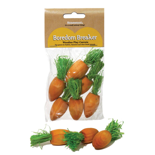 Boredom Break Woodies Play Carrot 6pc x6 - North East Pet Shop Boredom Breaker