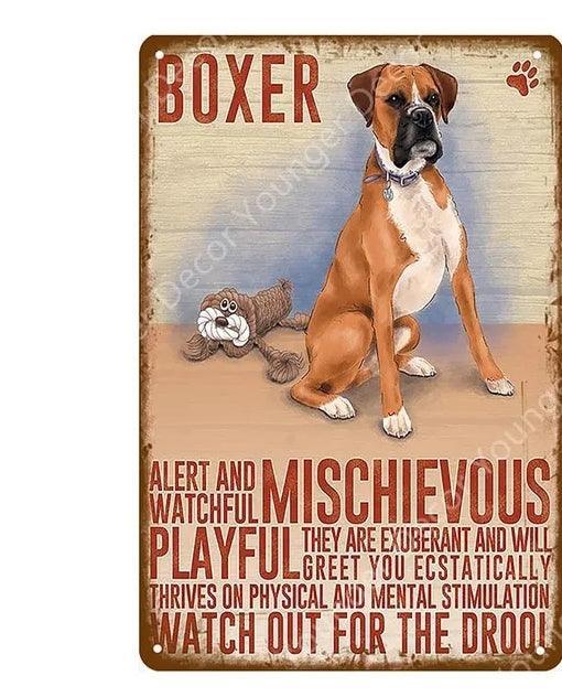 Boxer Dog Tin Sign - North East Pet Shop Dog Shack UK