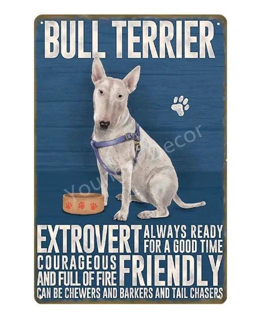 Bull Terrier Dog Tin Sign - North East Pet Shop Dog Shack UK