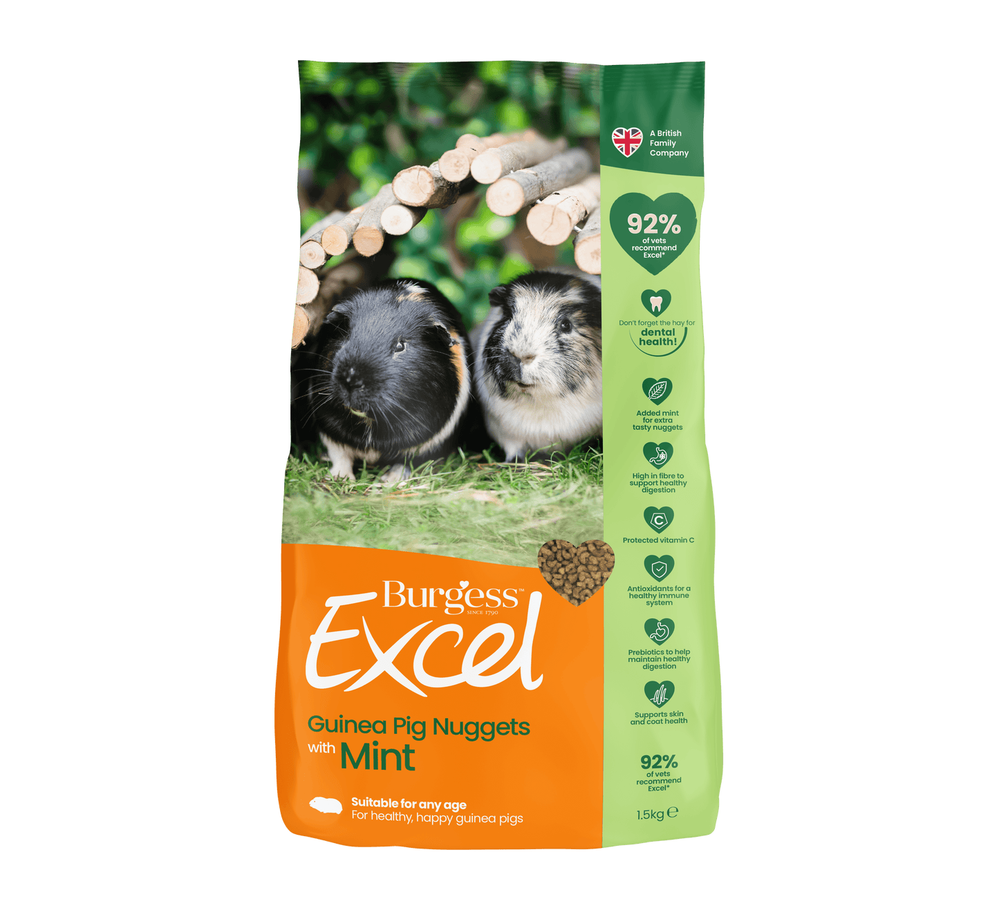 Burgess Excel Guinea Pig Nuggets 4x1.5kg - North East Pet Shop Burgess