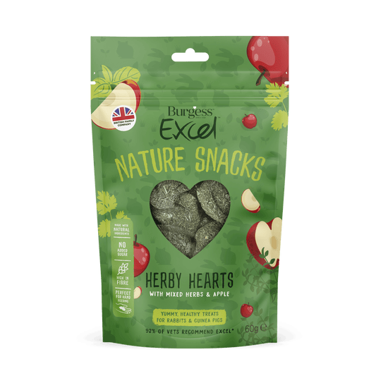 Burgess Excel Nat Snack H Hearts 12x60g - North East Pet Shop Burgess