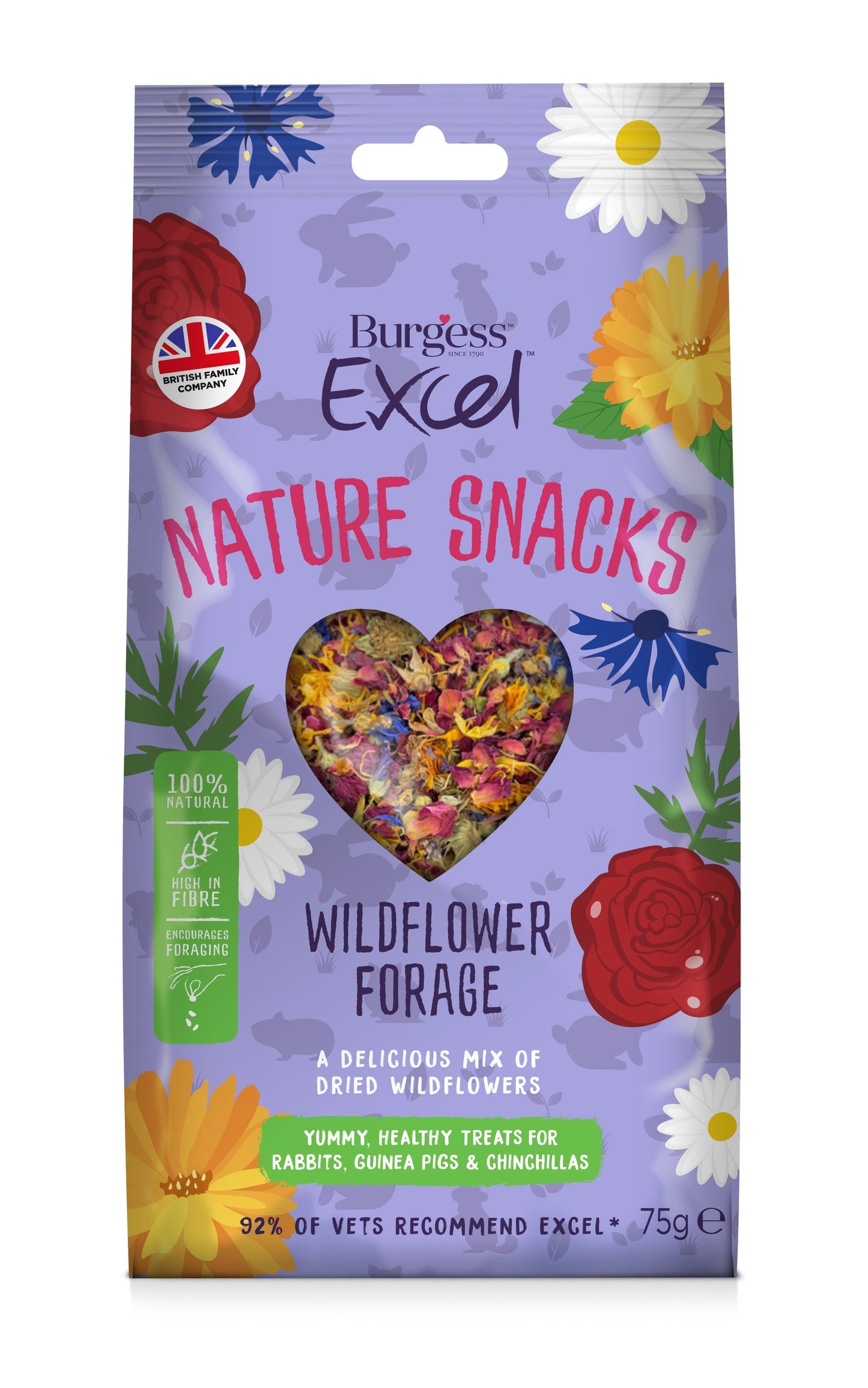 Burgess Excel Nat Snack Wildflower 6x75g - North East Pet Shop Burgess