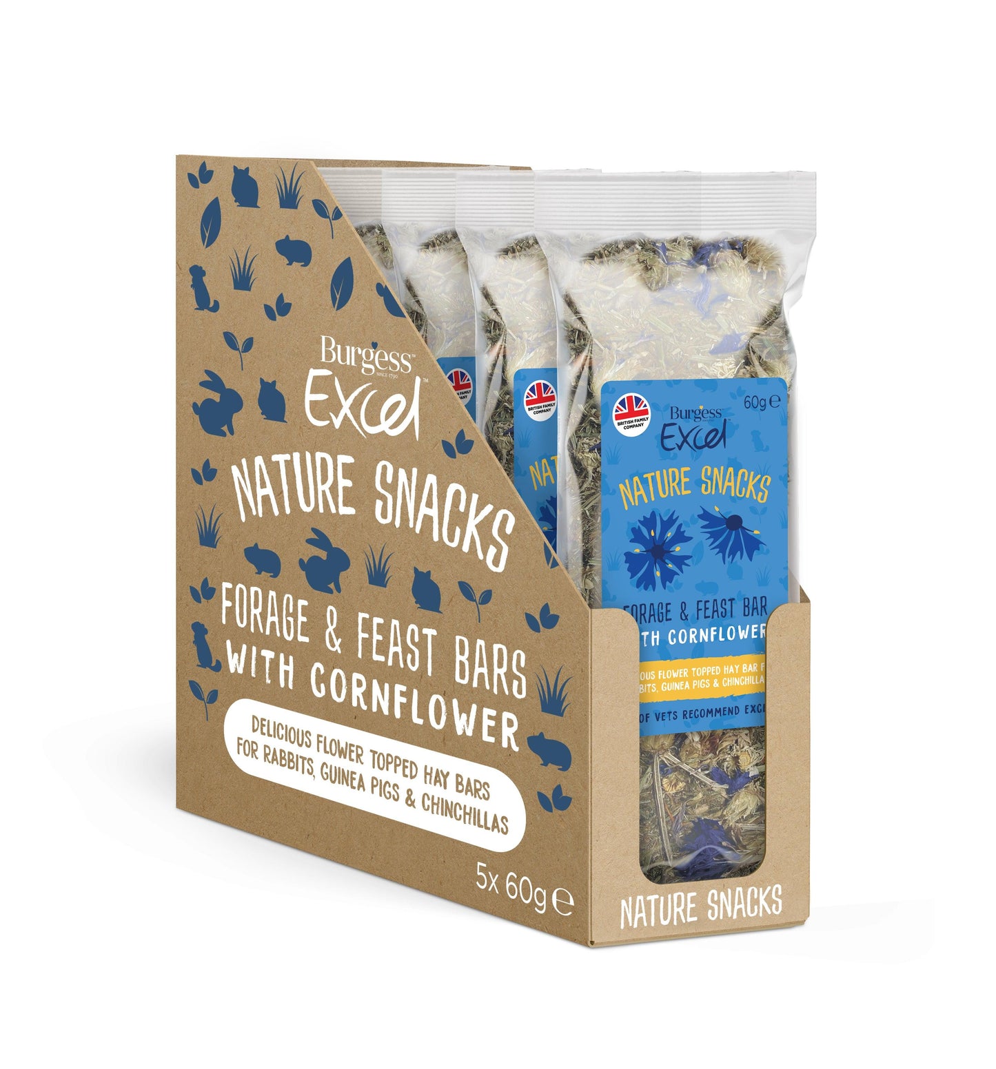 Burgess Excel Nature Snacks Cornflower Bars 5 x 60g - North East Pet Shop Burgess