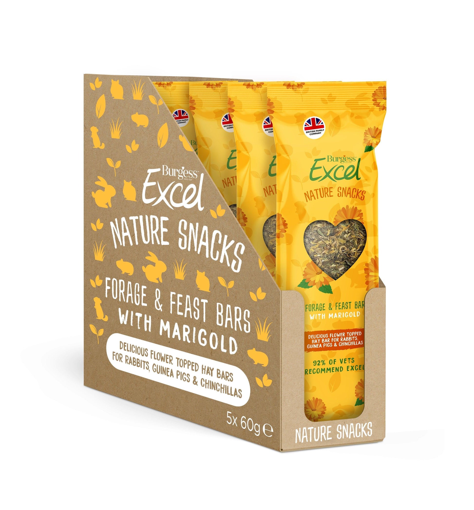 Burgess Excel Nature Snacks Forage & Feast Marigold Bars 5 x 60g - North East Pet Shop Burgess