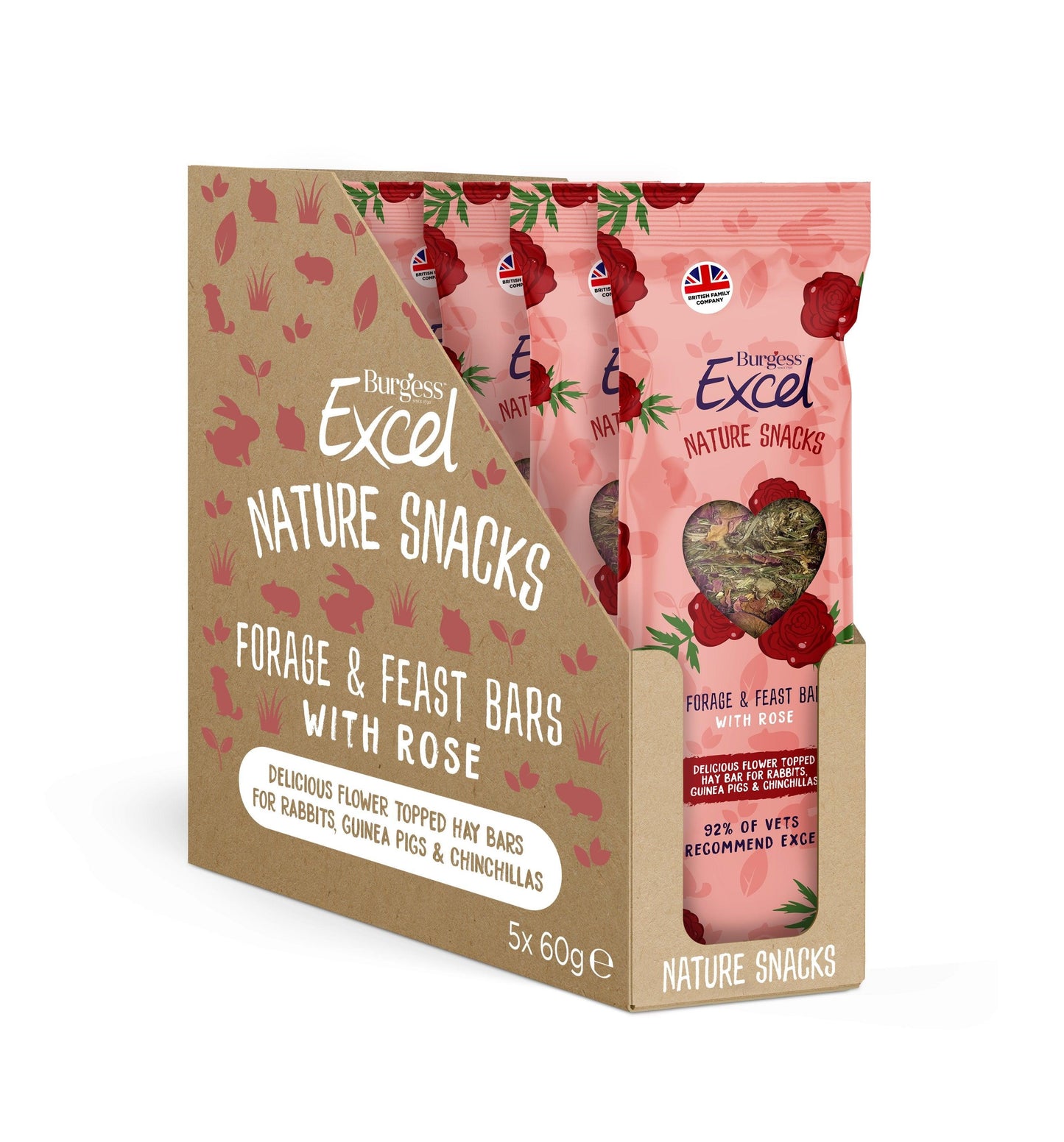 Burgess Excel Nature Snacks Forage & Feast Rose Bars 5 x 60g - North East Pet Shop Burgess