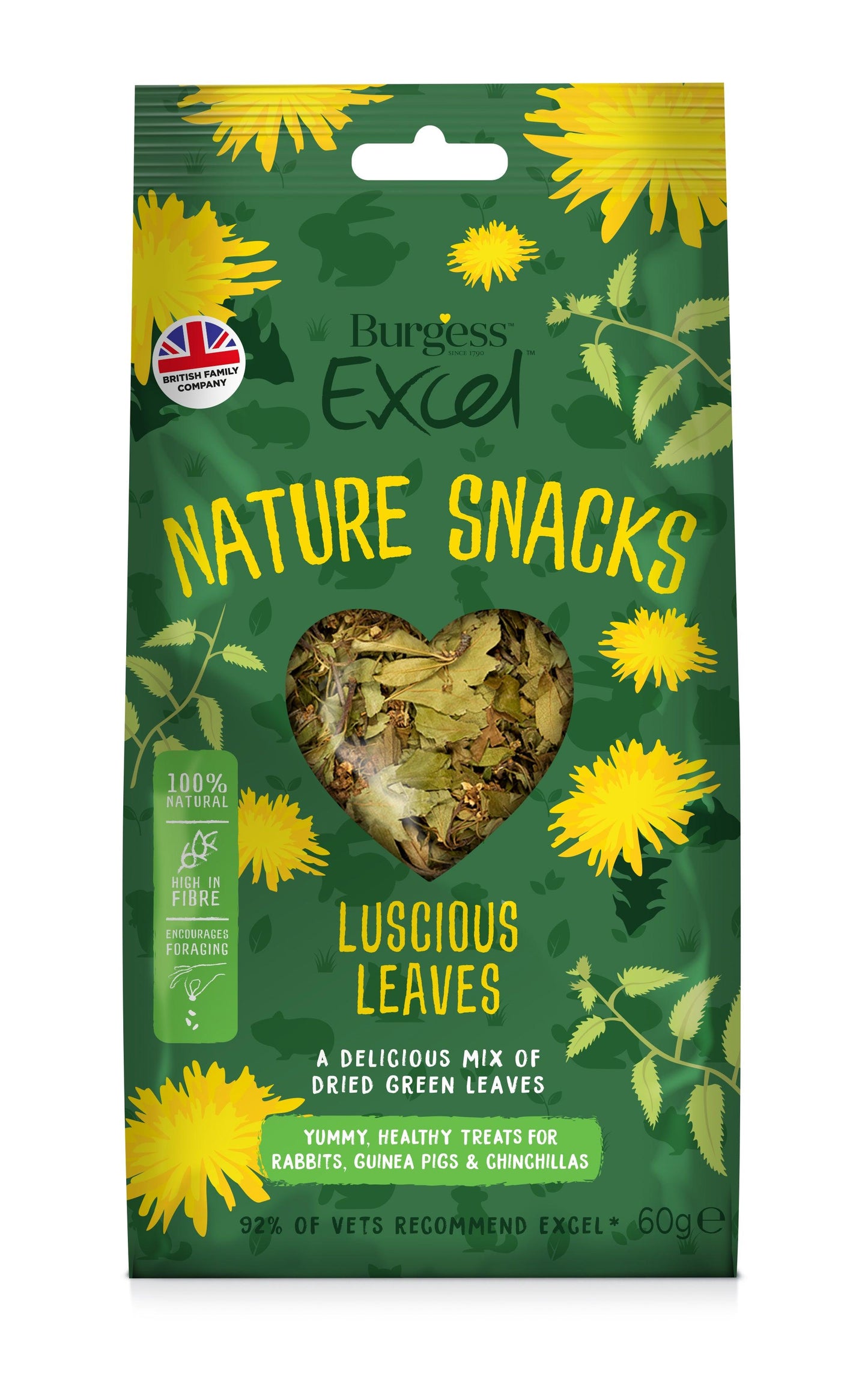 Burgess Excel Nature Snacks Luscious Leaves 6 x 60g - North East Pet Shop Burgess