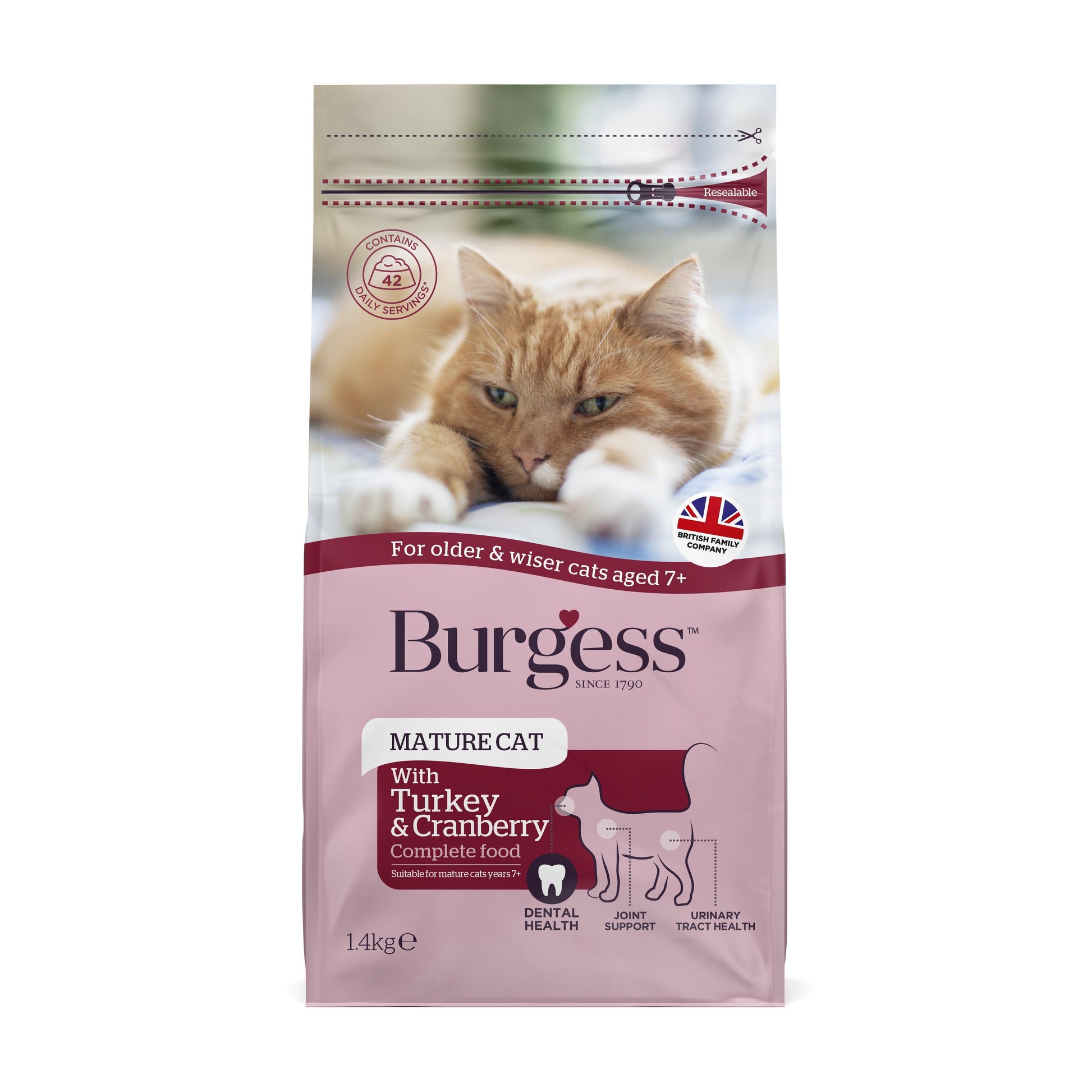 Burgess Mature Cat Turkey & Cranberry 1.4kg - North East Pet Shop Burgess