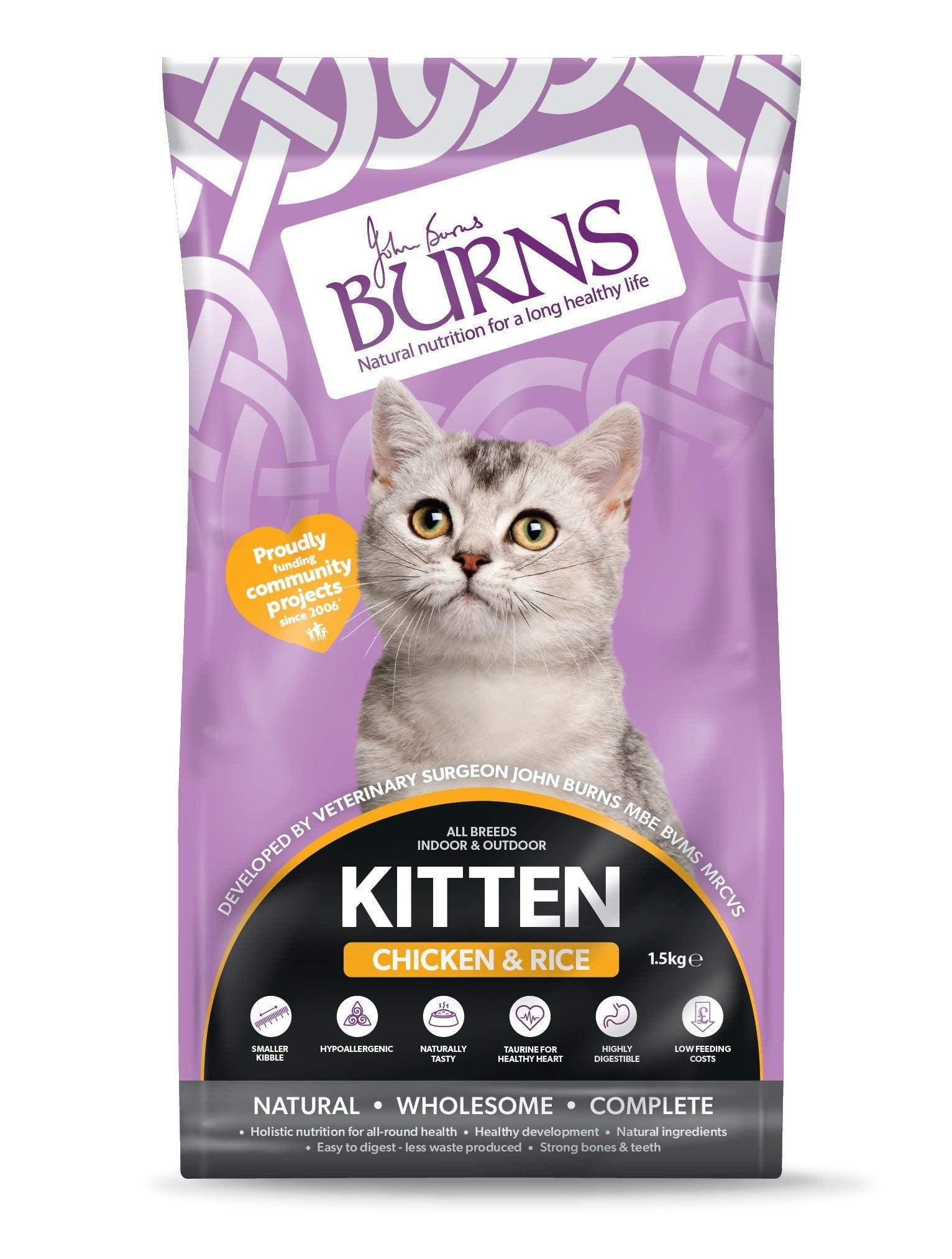 Burns Kitten Chicken & Rice 1.5kg - North East Pet Shop Burns