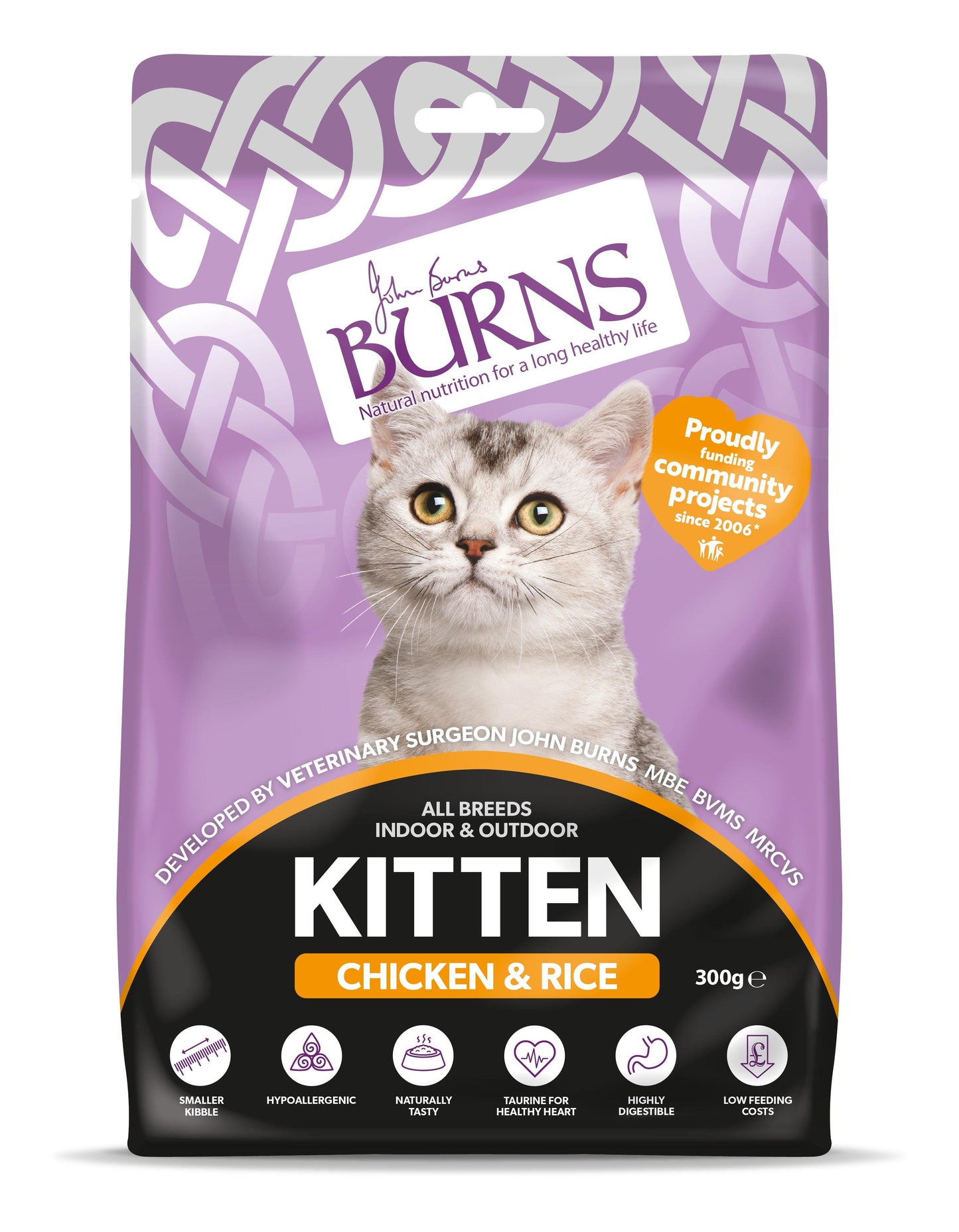 Burns Kitten Chicken & Rice 10x300g - North East Pet Shop Burns