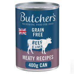 Butcher's Beef & Liver in Jelly Dog Food Can, 400g - 12 Tin Tray - North East Pet Shop Butchers