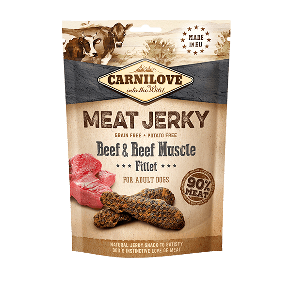 Carnilove Beef & Beef Muscle Fillet Meat Jerky Dog Treats - North East Pet Shop Carnilove