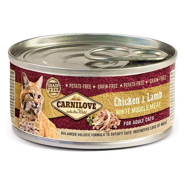 Carnilove Chicken & Lamb Wet Cat Food 12 x 100g tins - North East Pet Shop Carnilove