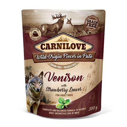 Carnilove Venison with Strawberry Leaves (Wet Pouch) - North East Pet Shop Carnilove