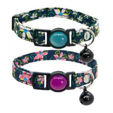 Cat Circus Collar Jewelled Floral Denim Light - North East Pet Shop Cat Circus