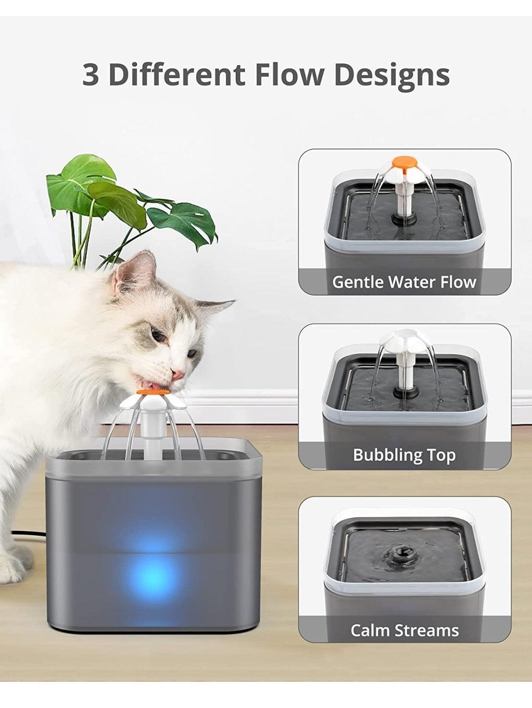 Cat Water Fountain with LED Light and Activated Carbon Filter, 2L - North East Pet Shop Nicrew