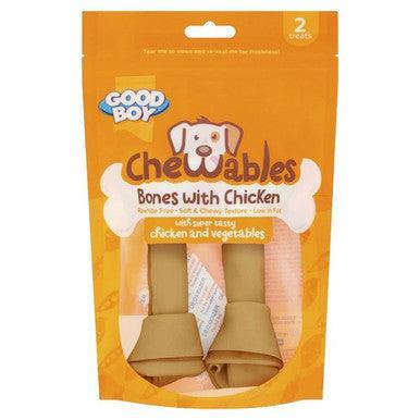 Chewables Chicken Medium Bones 2 Pack 158g - North East Pet Shop Chewables