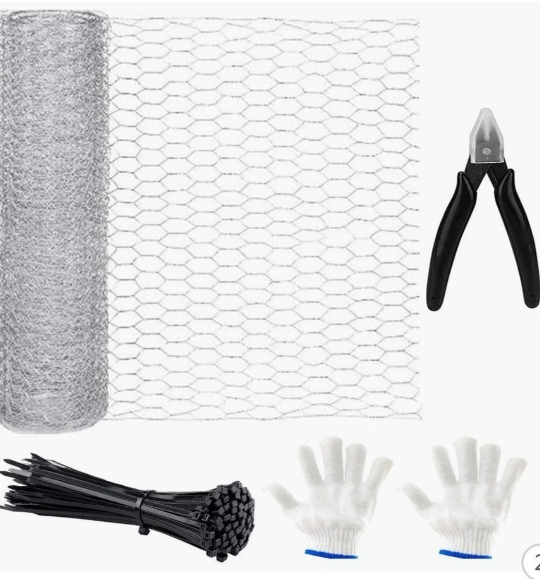 Chicken Wire 35CMx10M/13.8x394 inch 20 Gauge Galvanized Wire Mesh Roll Poultry Animal Fence Net with Pliers and Zip Ties - North East Pet Shop North East Pet Shop