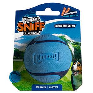 ChuckIt Sniff Fetch Ball Bacon Scented Dog Toy Medium - North East Pet Shop ChuckIt!