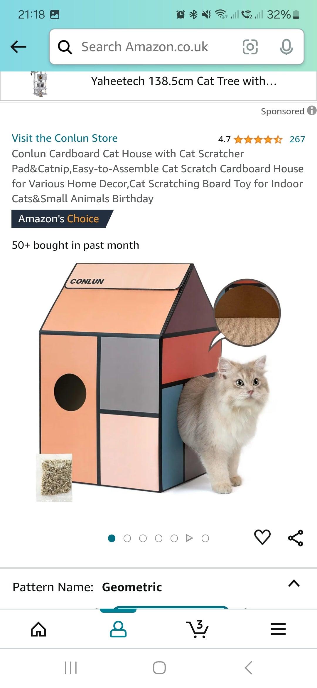 Conlun Cardboard Cat House - North East Pet Shop North East Pet Shop 