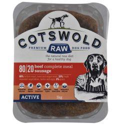 Cotswold Raw Active Sausage Beef - North East Pet Shop Cotswold