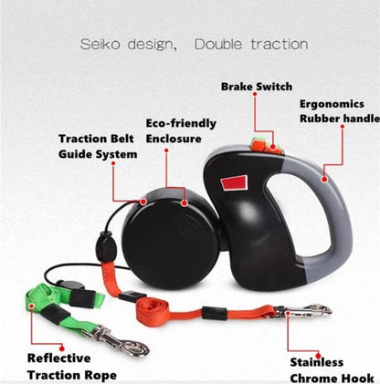 Double Dog Anti Twist Extendable Lead - No More Tangle! - North East Pet Shop Dog Shack UK