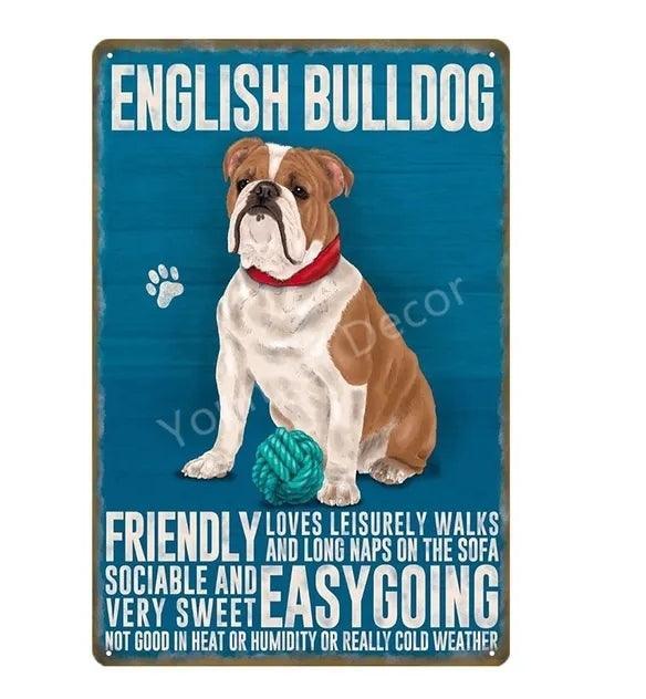English Bulldog Tin Sign - North East Pet Shop Dog Shack UK