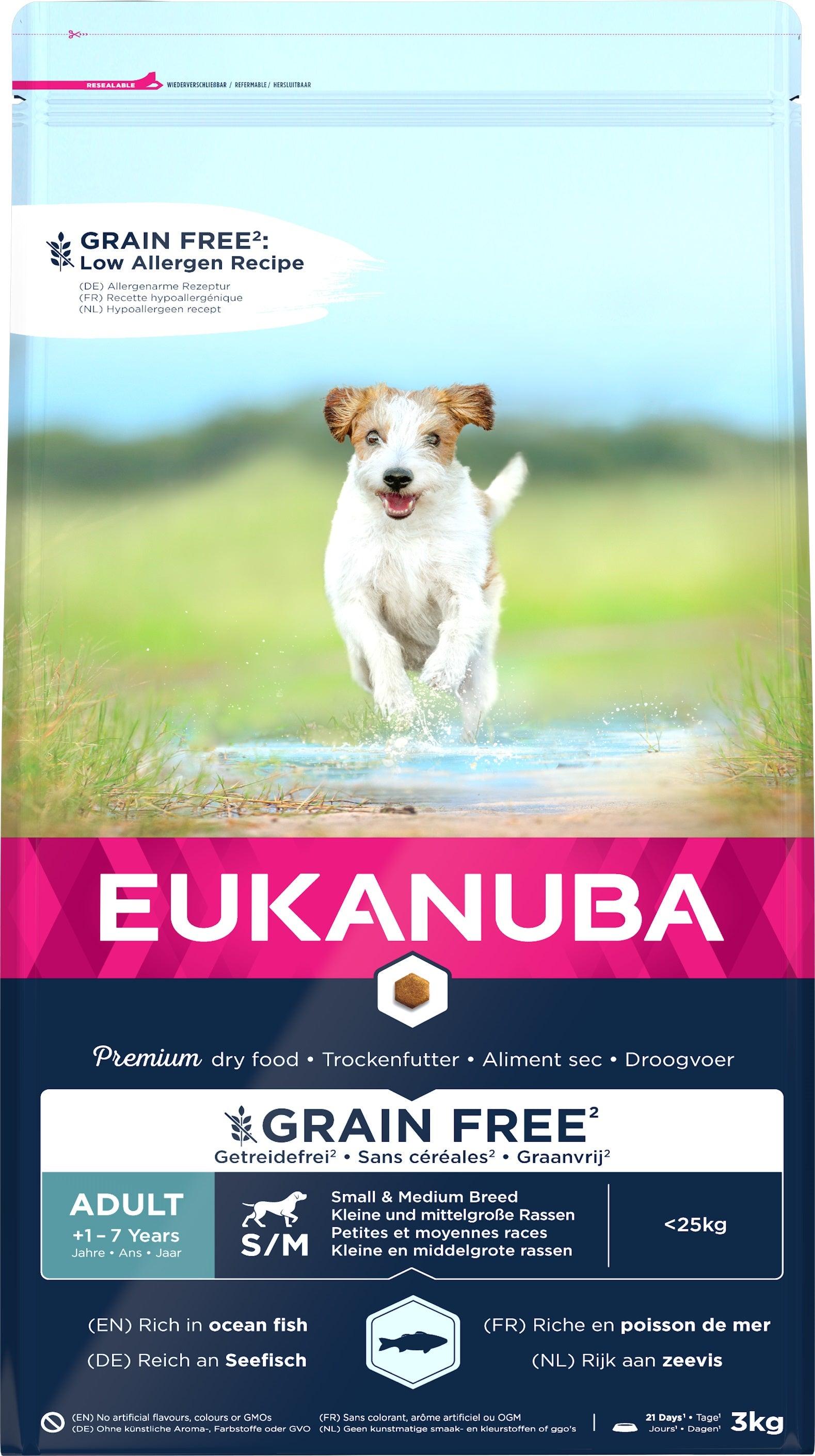 Eukanuba Grain Free Ocean Fish Sml/Med 3X3kg - North East Pet Shop Eukanuba