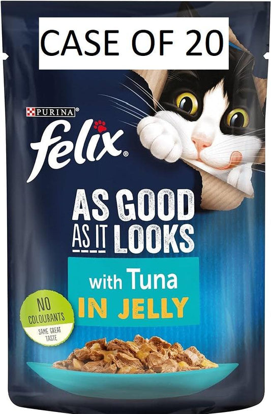 Felix As Good As it Looks Pouch Tuna in Jelly, 100g x 20 - North East Pet Shop Felix