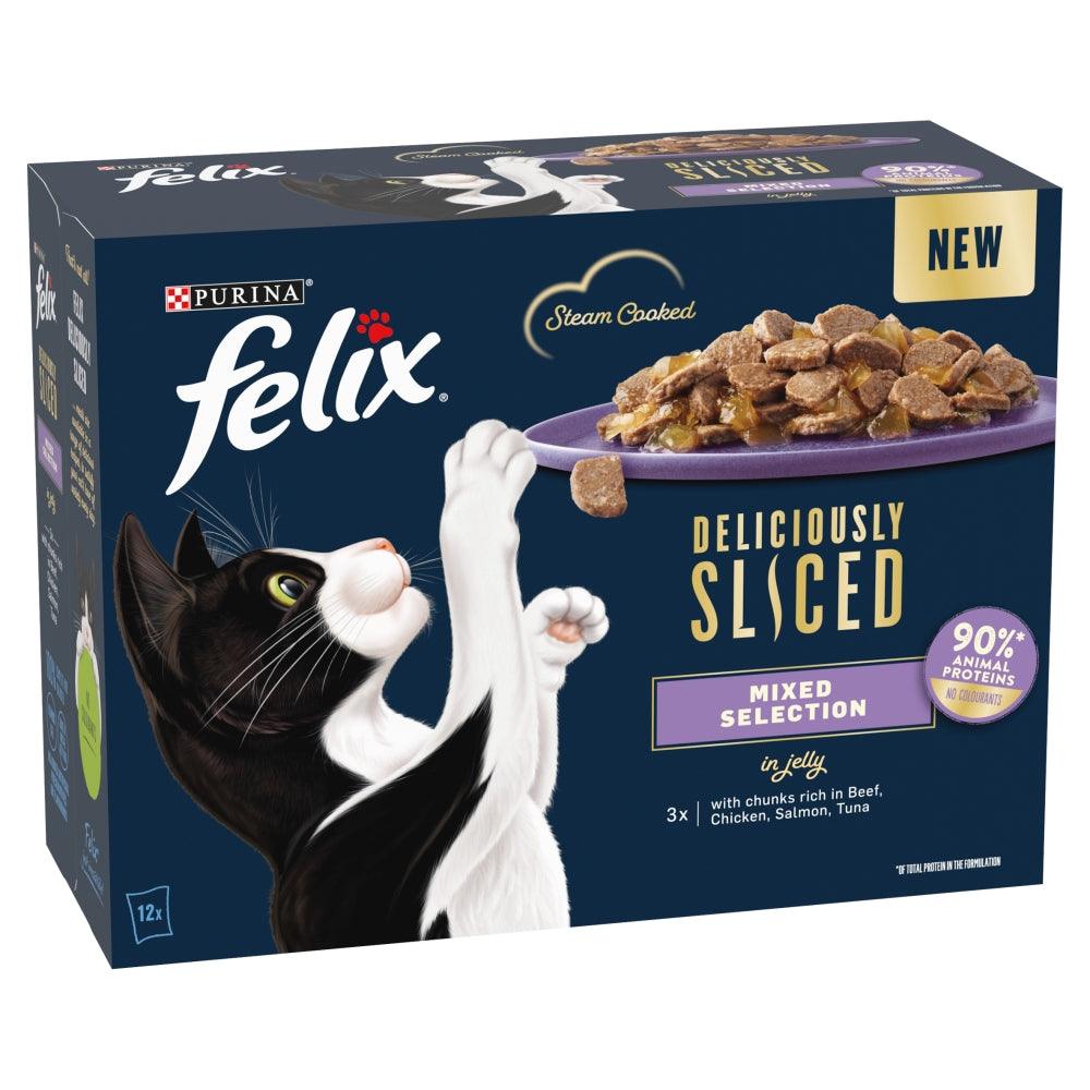 Felix Deliciously Sliced Mixed Selection in Jelly 12 x 80g - North East Pet Shop Felix