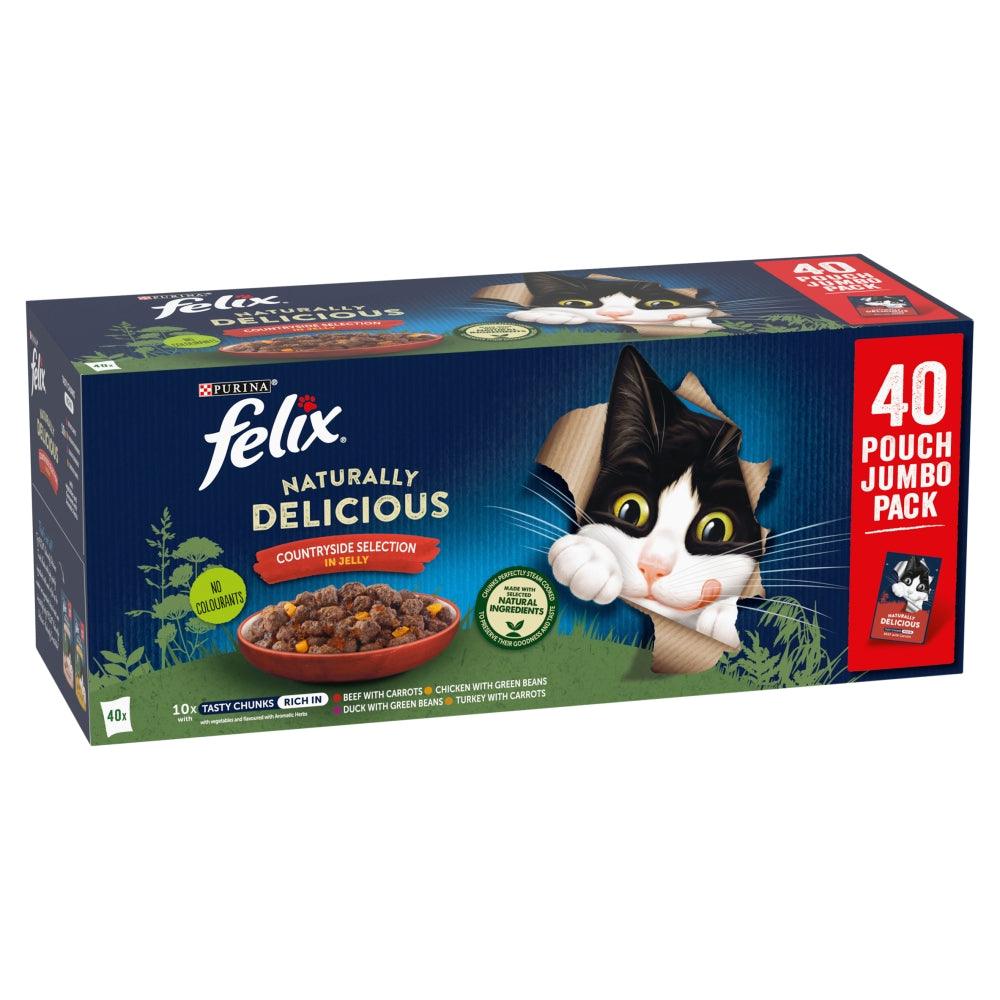 Felix Naturally Delicious Countryside Selection in Jelly Pouches 40 x 80g - North East Pet Shop Felix