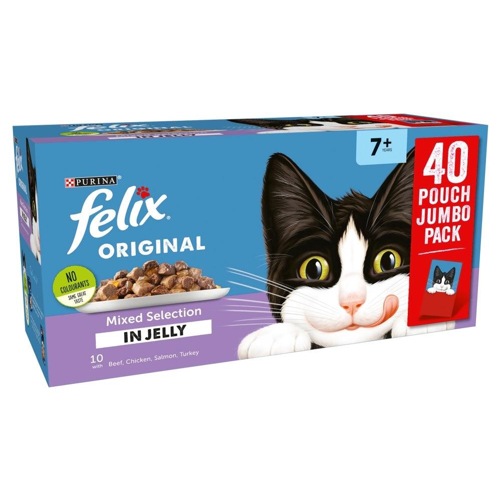 Felix Original Senior 7+ Mixed Selection (Chicken) in Jelly Pouches 40 x 100g - North East Pet Shop Felix