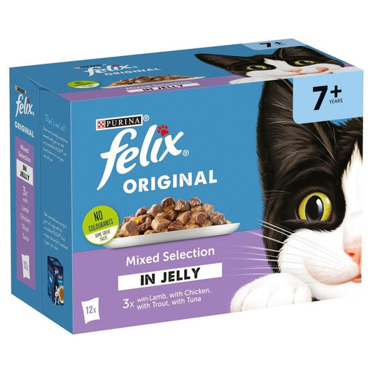 Felix Pouch 7+ Mixed Selection (Lamb) in Jelly 12 x 100g - North East Pet Shop Felix