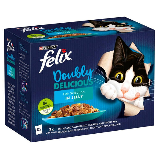 Felix Pouch As Good As It Looks Doubly Delicious Fish in Jelly 12 x 100g - North East Pet Shop Felix