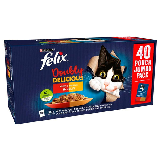 Felix Pouch As Good As It Looks Doubly Delicious Meat 40 x 100g - North East Pet Shop Felix