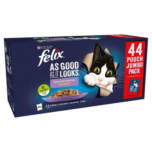 Felix Pouch As Good As It Looks Favourites in Jelly 88 x 100g - North East Pet Shop Felix