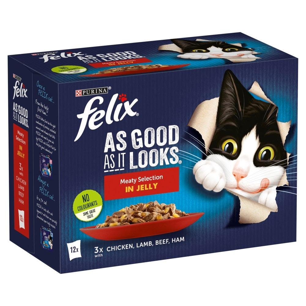 Felix Pouch As Good As It Looks Meaty Selection (Beef) in Jelly 4 x 12 x 100g - North East Pet Shop Felix