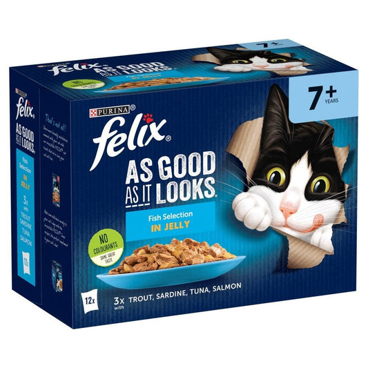 Felix Pouch As Good As It Looks Senior Fish in Jelly 12 x 100g - North East Pet Shop Felix