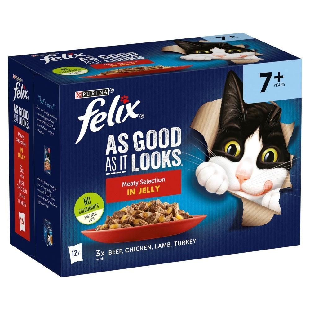 Felix Pouch As Good As It Looks Senior Meat in Jelly 4 x 12 x 100g - North East Pet Shop Felix