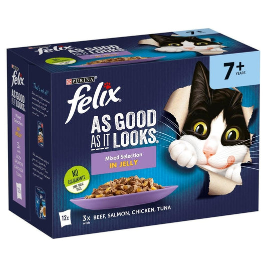 Felix Pouch As Good As It Looks Senior Mixed Selection in Jelly 12 x 100g - North East Pet Shop Felix