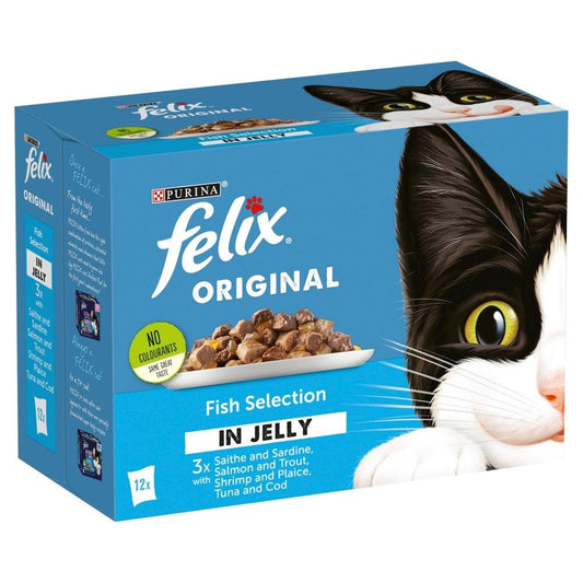 Felix Pouch Fish Selection in Jelly 12 x 100g - North East Pet Shop Felix